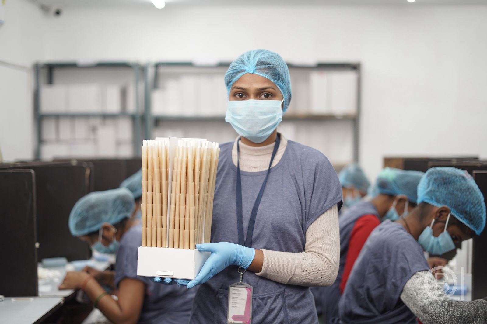 Pre-rolled cone manufacturing floor at QBI factory, New Delhi
